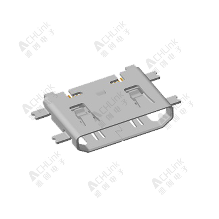 Mini HDMI (C type) 19pin REC.0.40 Pitch. Mid-Mount. Board-Height=1.66mm. SMT Type