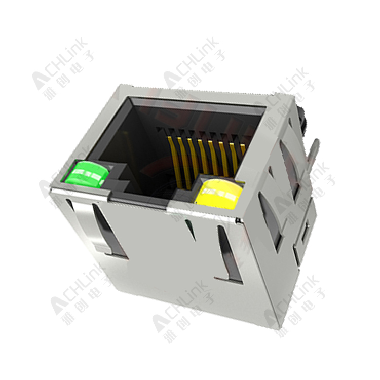 RJ45 CONNECTOR 8P8C 90° LRON SHELL PACKAGE WITH LAMP SHRAPNEL