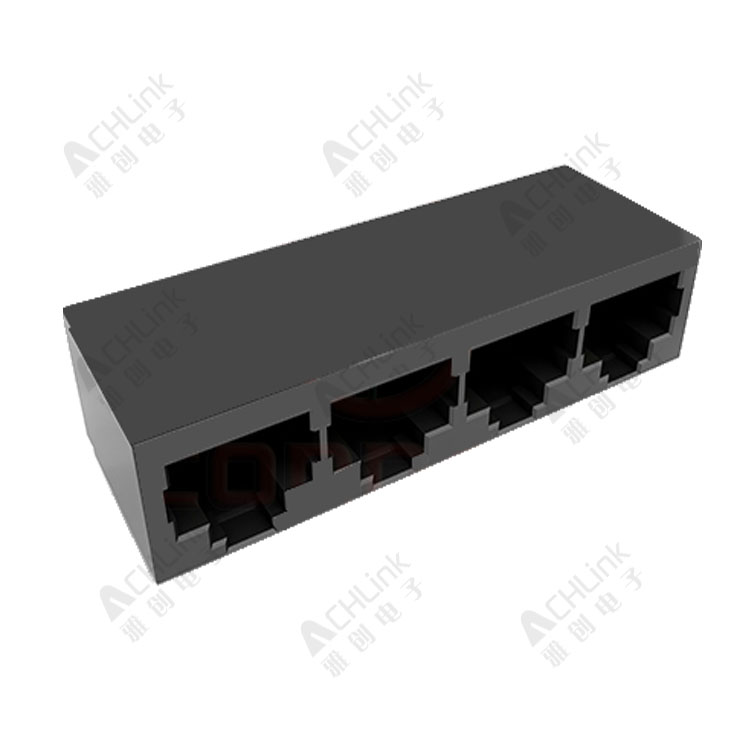 RJ45 CONNECTOR 8P8C 90° ALL-PLASTIC  FOUR CONJOINED 