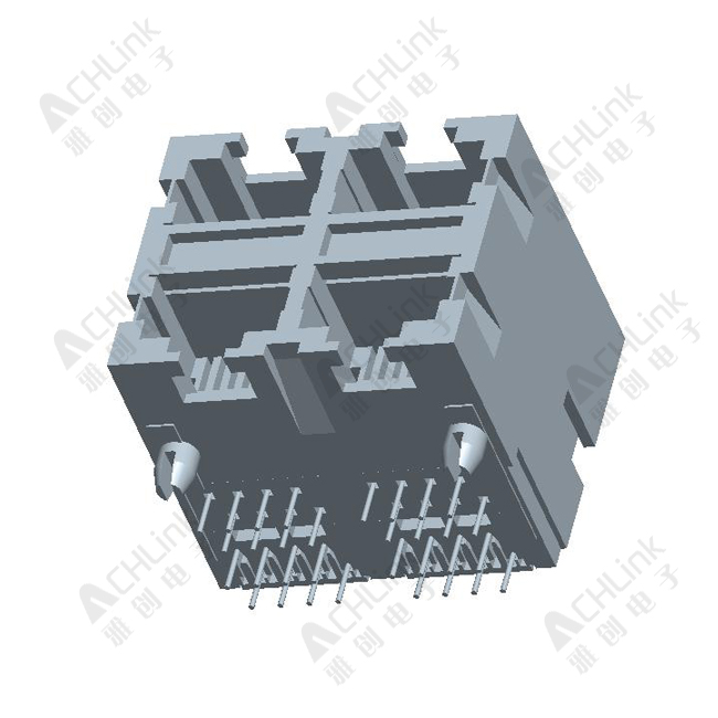 RJ45 CONNECTOR 8P8C 90° ALL-PLASTIC FOUR CONJOINED-1